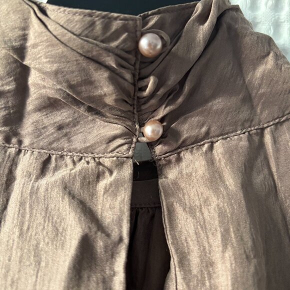 Vintage Melissa Lane mushroom brown/taupe 3-piece silk set: blouse, skirt, scarf - Picture 3 of 9